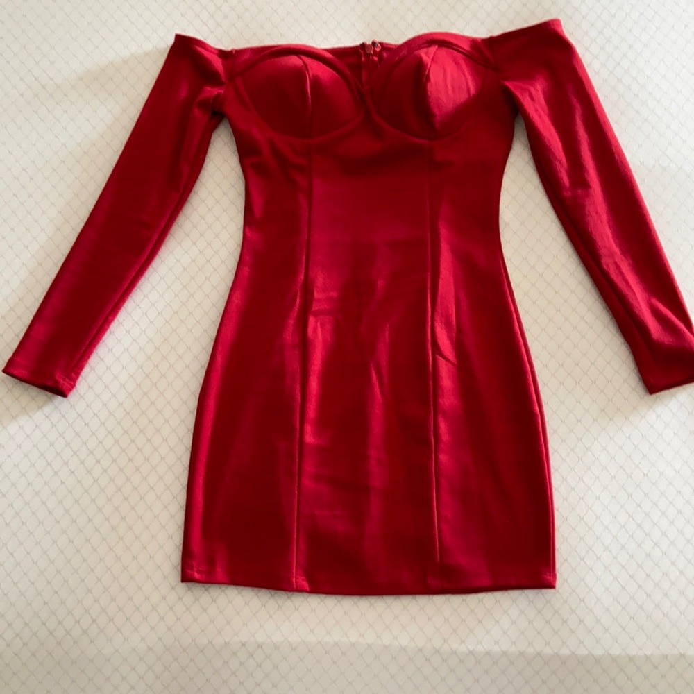 Nasty gal xs red off the shoulder mini dress